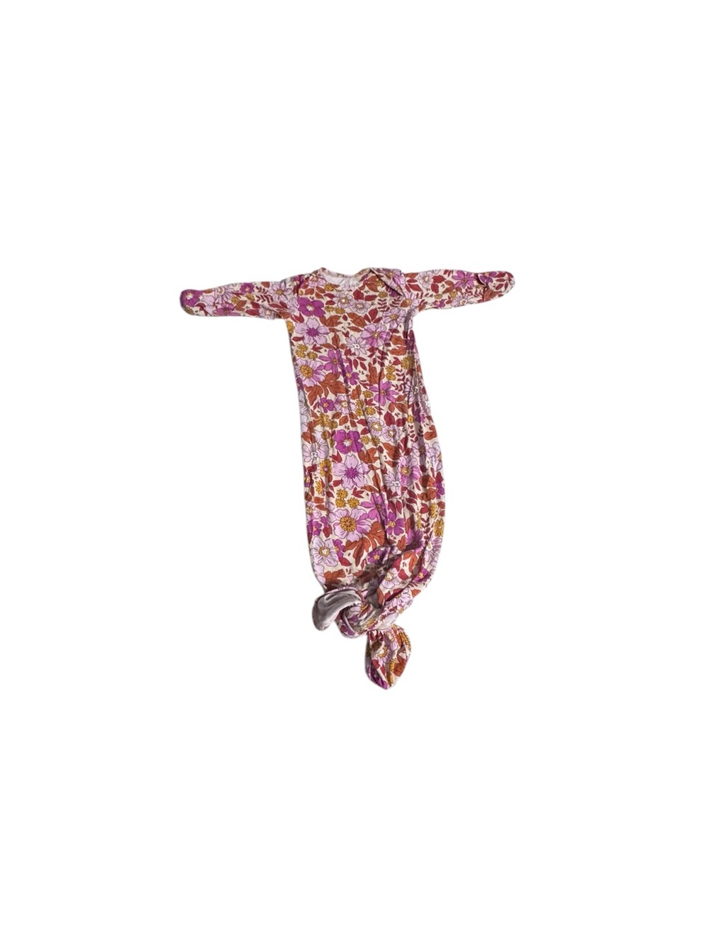 Moda Floral Knotted Baby Footie in Pink, Orange, White